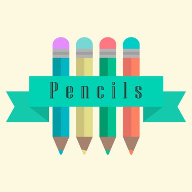 set of pencils with a ribbon clipart