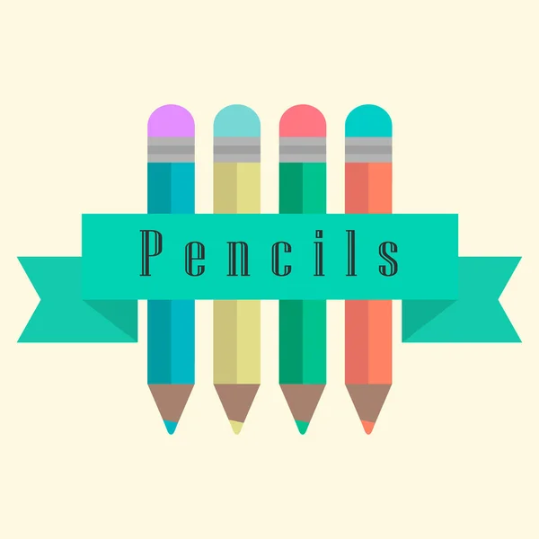 Set of pencils with a ribbon — Stock Vector