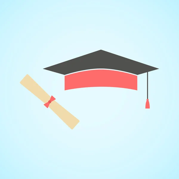 Tapa y diploma de graduación plana, concepto de educación y conocimiento — Vector de stock