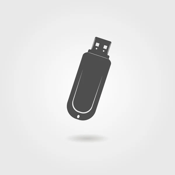 Ikon flash drive hitam dengan bayangan - Stok Vektor
