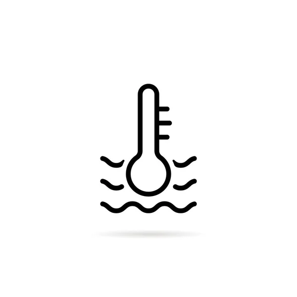 Noir mince ligne indicateur de température de l'eau icône — Image vectorielle