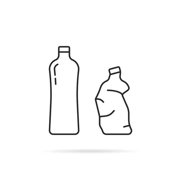 Bottiglia linea sottile intera e stropicciata — Vettoriale Stock