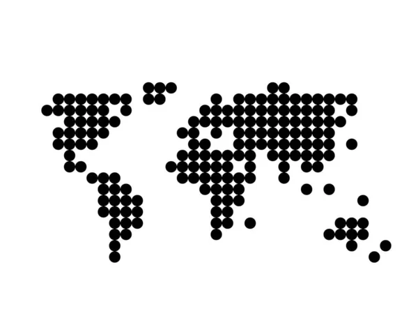 Mapa mundial negro de grandes pontos — Vetor de Stock