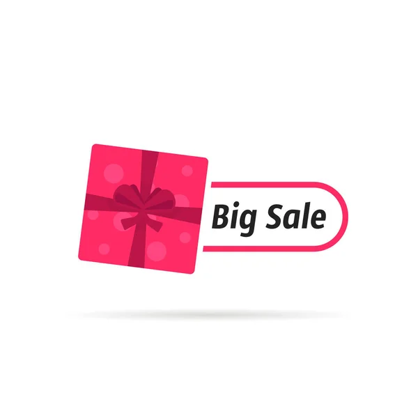 Big sale icon with top view gift box — Stock Vector