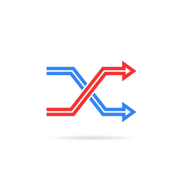 Ícone de repetição vermelho e azul como embaralhar — Vetor de Stock