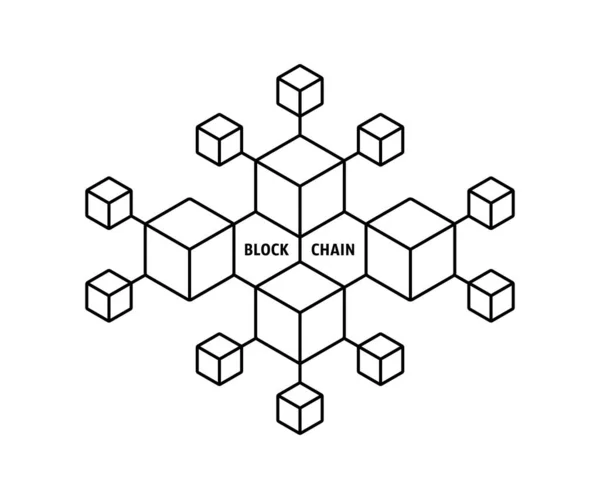 Icône blockchain comme boîtes de ligne minces — Image vectorielle