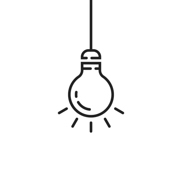 Black hanging thin line bulb — Stock Vector