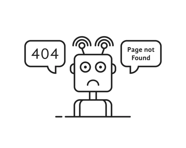 Outline sad robot like 404 error — Stock vektor