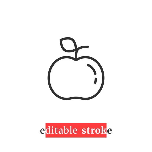 編集可能な最小のストロークアップルアイコン — ストックベクタ