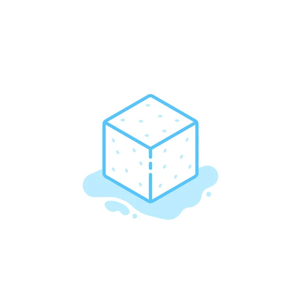 Ice cube blue icon isolated on white — Wektor stockowy