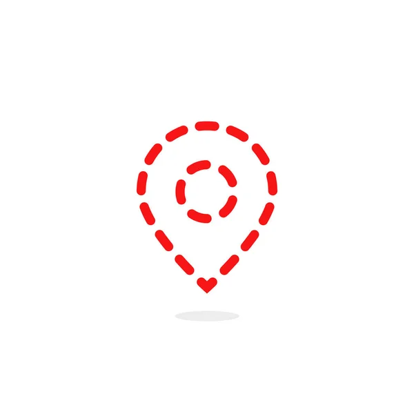 赤い細い線の点線の地図ピン — ストックベクタ