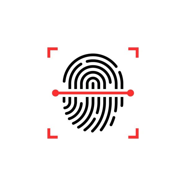 Black and red fingerprint thin line scanner — Stock Vector