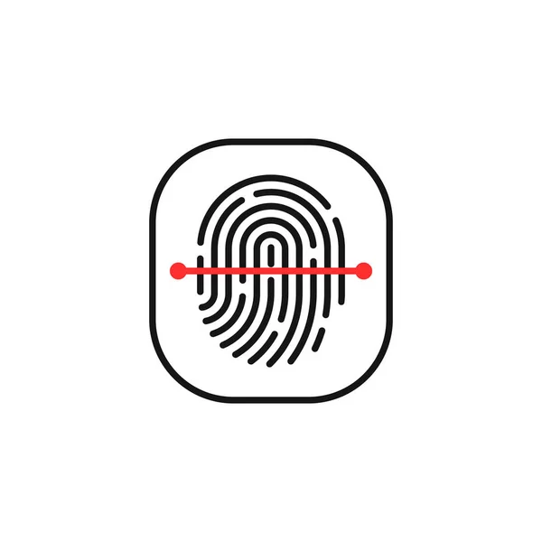 Fingerprint scanner thin line button — Stock Vector