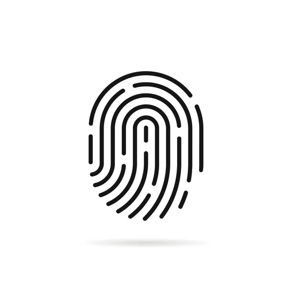 Stroke fingerprint icon with shadow — Stock Vector