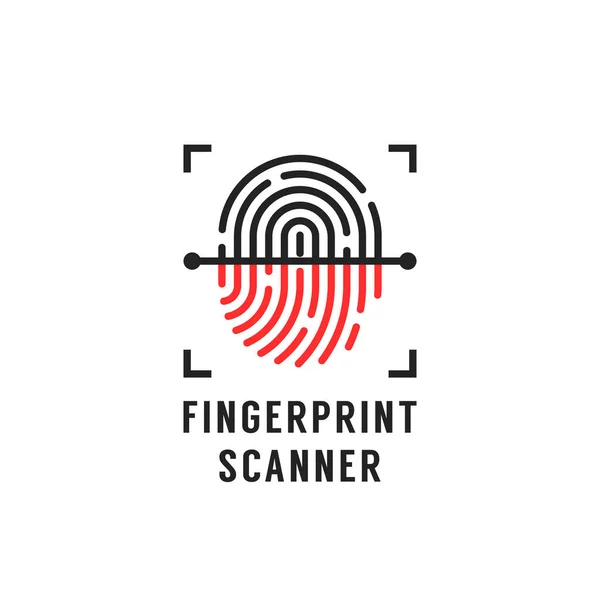 Linear fingerprint scanner simple icon — Stock Vector