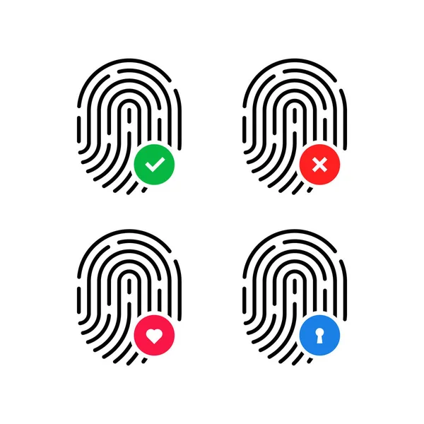 Set of fingerprint icons for touch id — Stock Vector