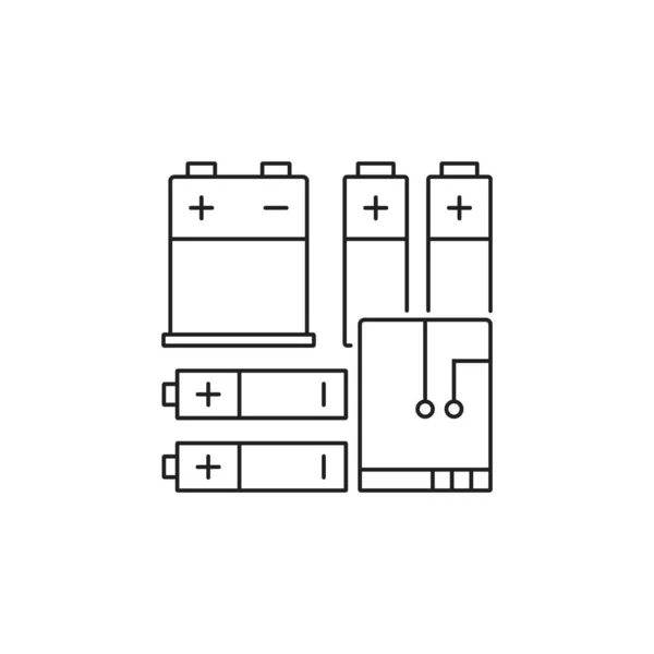 Set of different types of batteries — Stockvektor