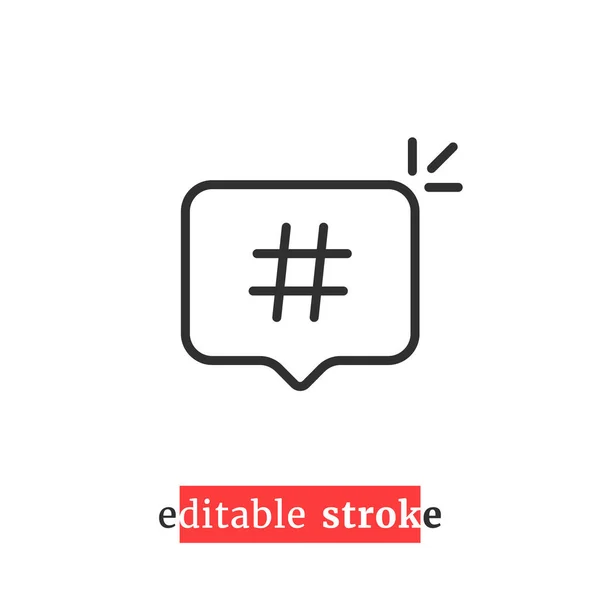 Minimal editable stroke hashtag icon — Stock vektor