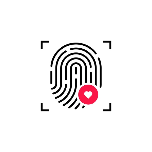 Fingerprint icon with heart symbol — Stock Vector