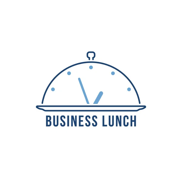 Thin line blue business lunch logo — Stock Vector