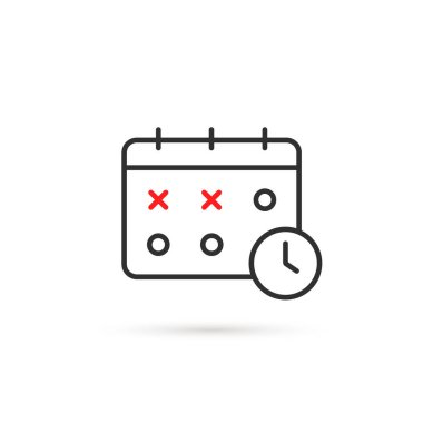 Gölgeli basit takvim simgesi. Gelecek planlama ya da mobil uygulamayı hatırlatma kavramı. yassı kontür tarzı modern geleneksel okul planlayıcısı logottip grafik eşsiz tasarım ilkokulu beyazda izole edildi