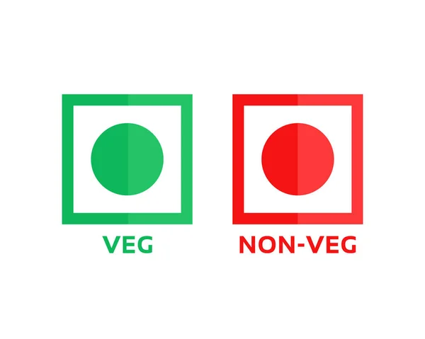 Veg Non Veg Minimal Symbol Cartoon Flat Style Trend Modern — Stock Vector