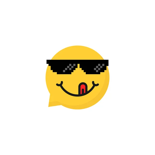 Bulle Parole Emoji Avec Langue Concept Personnes Mode Vie Hipster — Image vectorielle