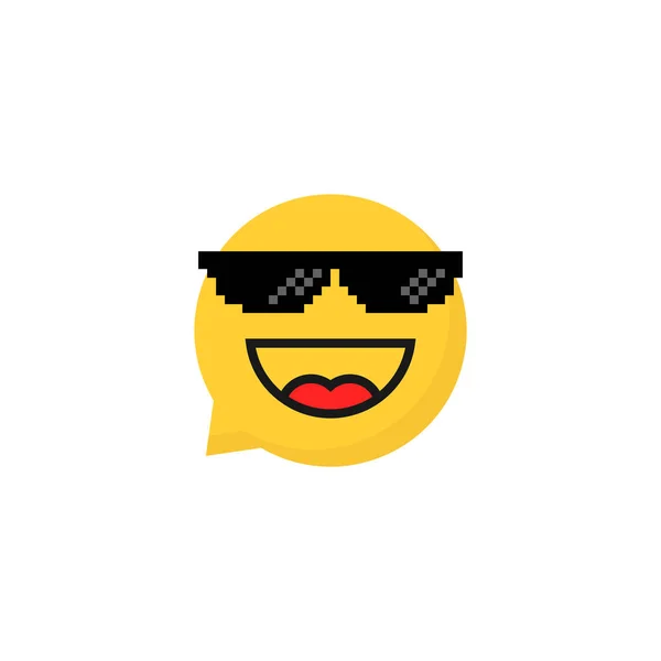 Lunettes Pixelart Sur Rire Bulle Emoji Dessin Animé Style Plat — Image vectorielle