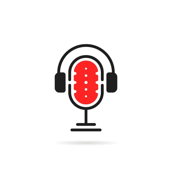 Jednoduché Logo Podcastu Sluchátkem Ploché Samolepka Styl Trend Logotyp Grafické — Stockový vektor