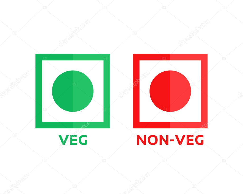 Veg and non-veg minimal symbol. cartoon flat style trend modern foodie logotype graphic art design element isolated on white background