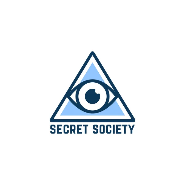 Simple Blue Secret Society Logo Concept Conspiracy Theory Hidden Government — Stock Vector