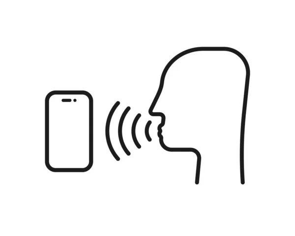 Voice Command Thin Line Head Stroke Flat Style Trendy Modern — Wektor stockowy