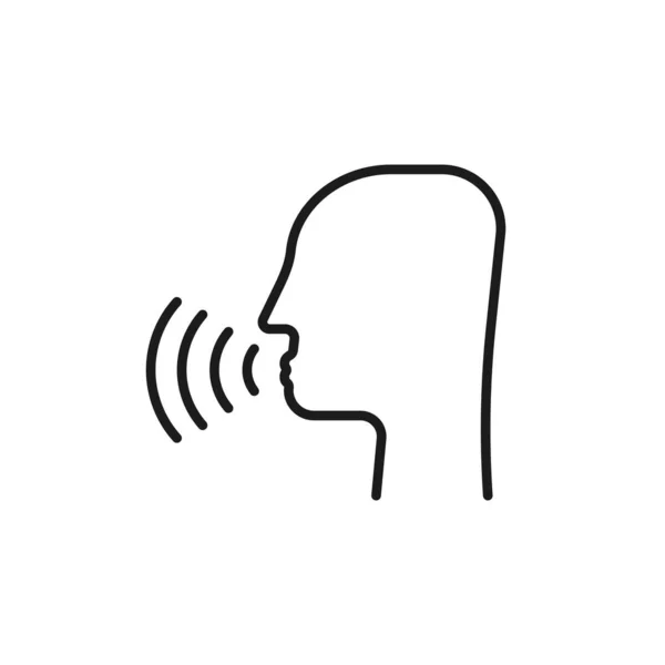 Thin Line Head Voice Command Concept Girl Boy Singing Speaking — Vector de stock