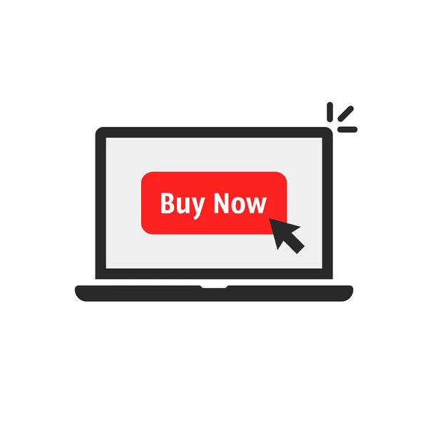 Black Laptop Red Buy Now Button Flat Simple Cpc Logotype — Stok Vektör