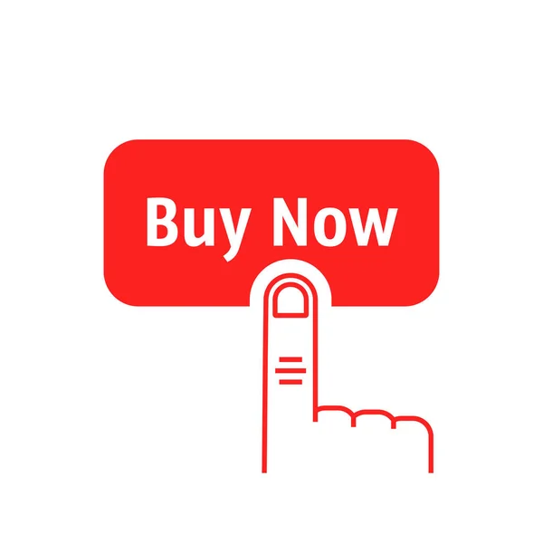 Red Buy Now Button Linear Hand Flat Minimal Cpc Logotype — 图库矢量图片