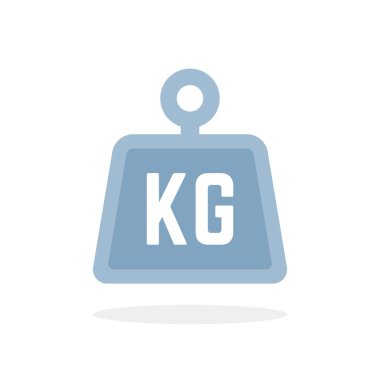Beyaz üzerine mavi kg simgesi izole edildi. Ağırlık ölçüm rozeti, kilo ya da kilogram ikonu kavramı. düz minimal eğilim modern logottip grafik basit tasarım ögesi