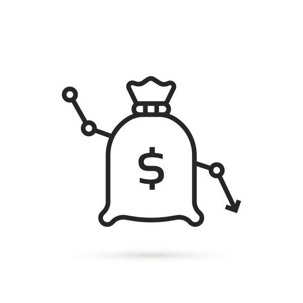 백으로 것으로 합니다 급격하게 감소하고 업무가 없다는 스트로크 Moneybag Logotype — 스톡 벡터