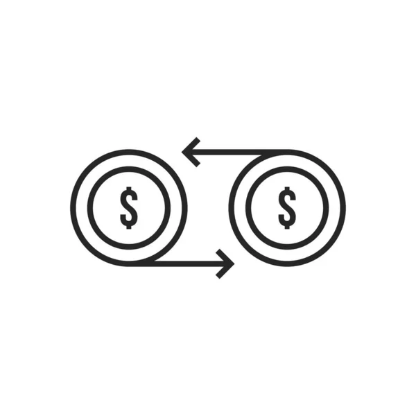Remesa Dinero Con Moneda Línea Delgada Estilo Carrera Plana Logotipo — Vector de stock