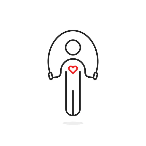 Тонкая Линия Прыжок Человек Значок Плоский Стиль Lineart Современный Логотип — стоковый вектор