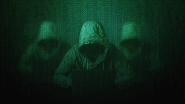 İkili kodlu bir ekranda hackerlık. Siber güvenlik kavramı..