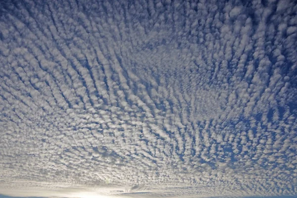 Mavi Gökyüzünde Yoğun Bulut Deseni Bir Yaz Akşamında Gün Batımında — Stok fotoğraf