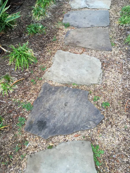 庭を通る石畳の道の高い角度の眺め — ストック写真