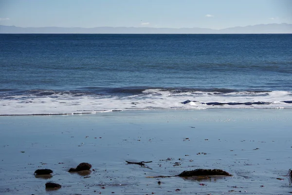 Panoramic Winter Ocean Beach Scene Santa Barbara California Misty Silhouette — Stock Fotó