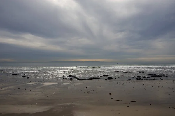 Praia Oceânica Santa Barbara Pacific Dia Nublado Inverno — Fotografia de Stock