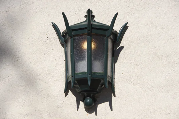 Старинная Лампа Настенных Фонарей Открытой Стене Здания — стоковое фото