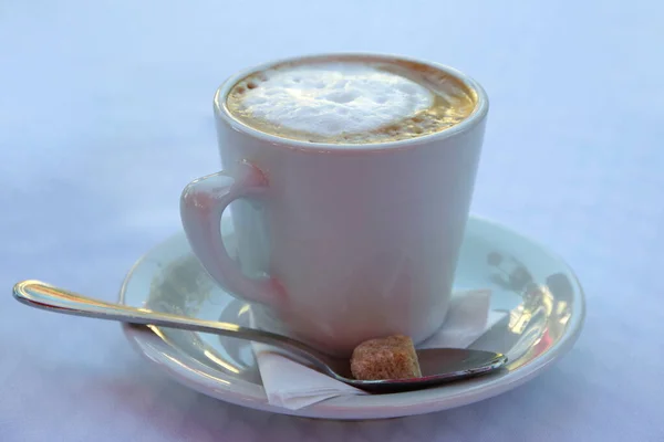 Close View Single Cup Cappuccino — Stock Photo, Image