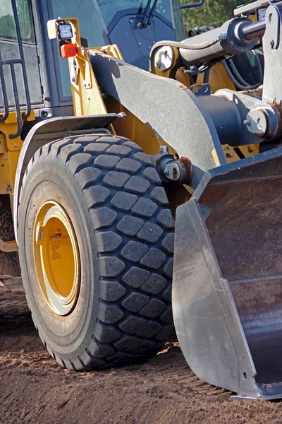 Detalhe Close Movedor Terra Canteiro Obras Rodoviárias — Fotografia de Stock