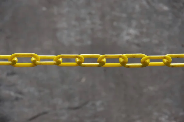 Section Large Yellow Plastic Chain Closing Driveway — Stock Photo, Image