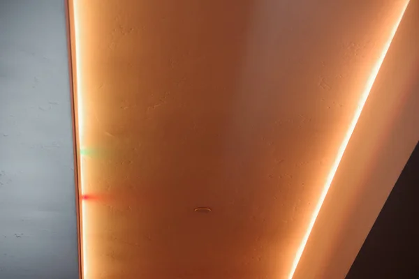 Close Sectional Upwards View Illuminated Hallway Ceiling Indirect Light Sources — Stock Photo, Image