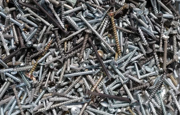 Full Frame Close View Pile New Used Screws — Stock Photo, Image